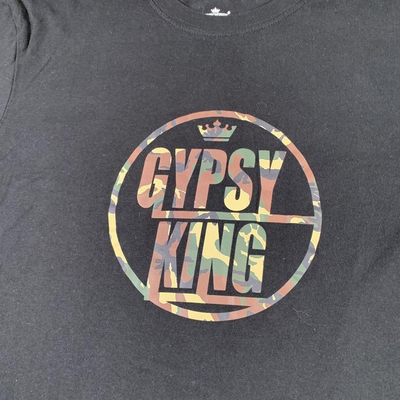 Gypsy King Shirt Mens Large Black Camo Boxing Tyson Fury WOW Hydrate Marbella UK - Picture 2 of 10